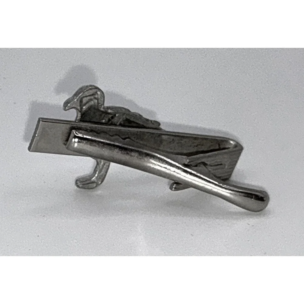 Vintage Silver Tone Bird Tie Bar Clip for Men MCM Jewelry‎ Mid Century